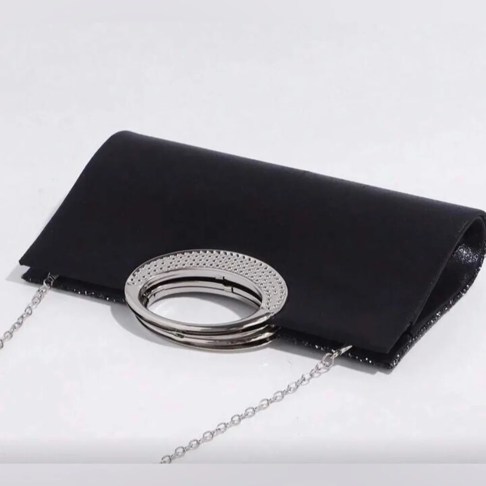 Black Glitter Evening Clutch Handbag